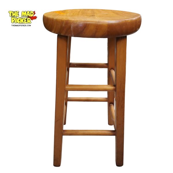24 1/2in  Living Solid Wood Backless Bar Stool with a Natural Finish