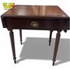 Image 2 : Bombay Company Style 1991 Drop Leaf Sheraton Mahogany Side Table with Drawer
