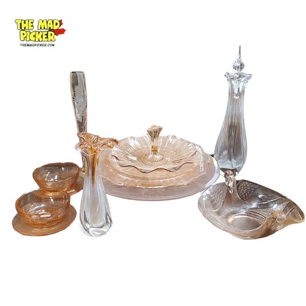 Assorted Pink Depression Glassware Plates, Bowls, Cups 1930s-1940s