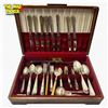 Image 1 : Vintage Flatware Set with Wooden Case Mixed Patterns