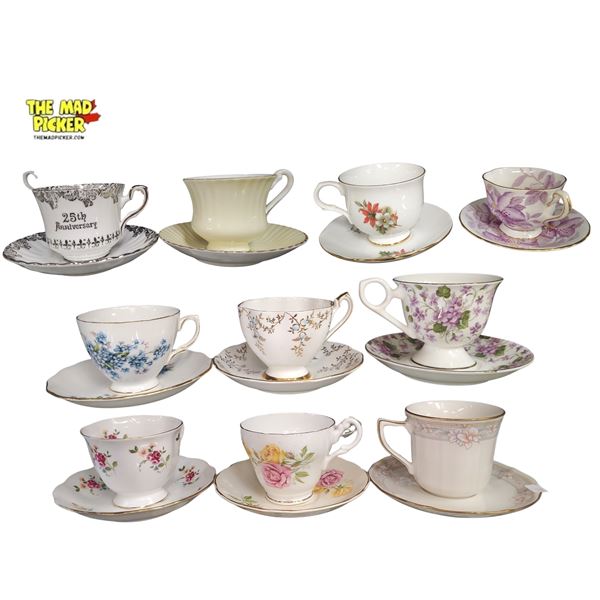 Group of Assorted Vintage Cups & Saucers - Royal Albert, Consort, "Royal Vale" Etc.