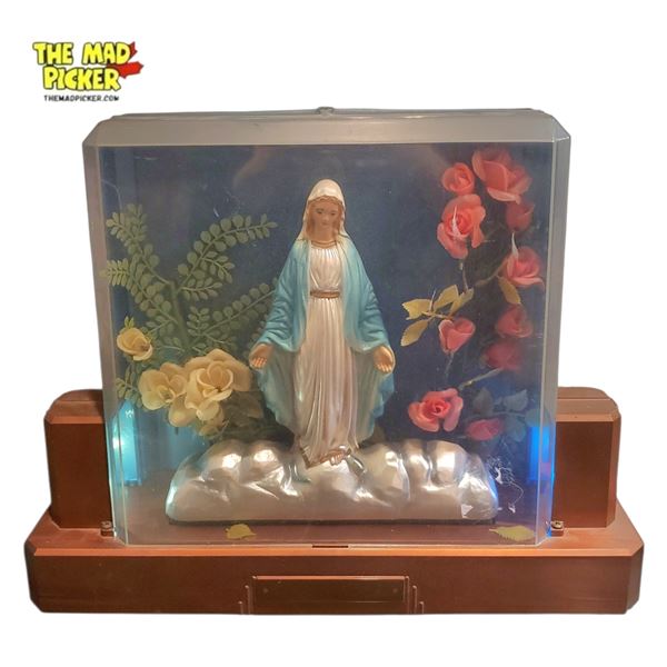 Handcrafted Display Case with Miraculous Madonna Style Statue - 17in Wide
