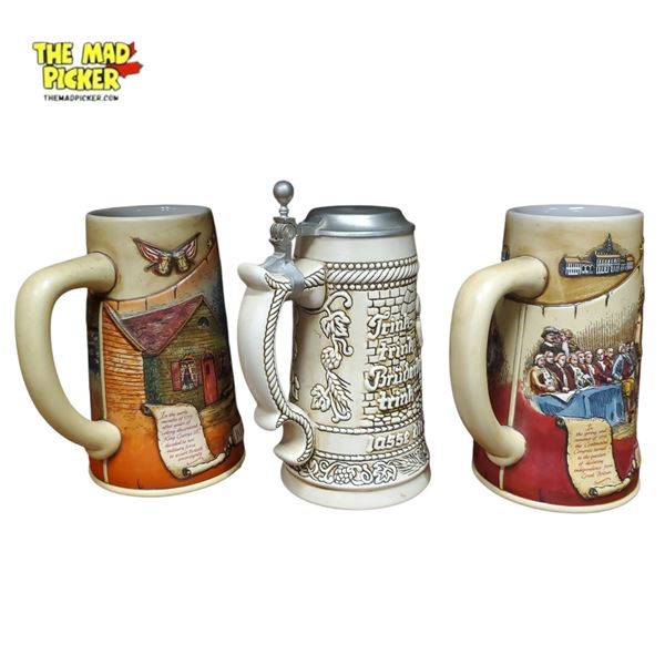 Assorted Beer Steins - 1775 Paul Revere Edition, 1776 'Birth of a Nation' & 1777 George Washington