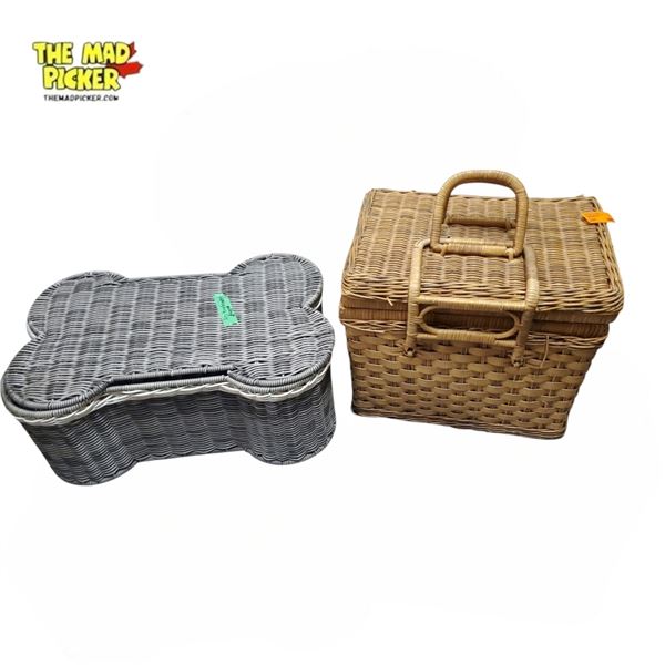 2-Piece Picnic Baskets - Bone-Shaped & Standard Basket