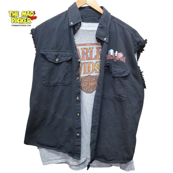 Harley-Davidson XL T-Shirt with Sturgis Bike Week 2008 Vest Accessory