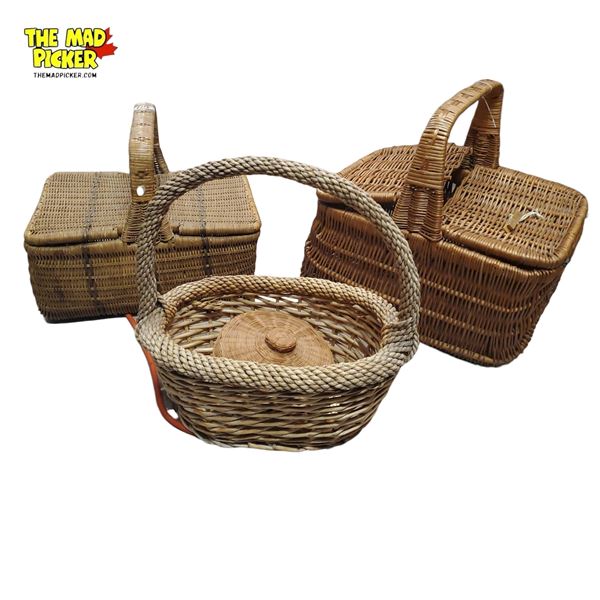 3 Assorted Picnic Wicker Baskets