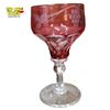 Image 3 : Set of 8 Cranberry Glass Goblets and Matching Vase Likely Moondrops Pattern