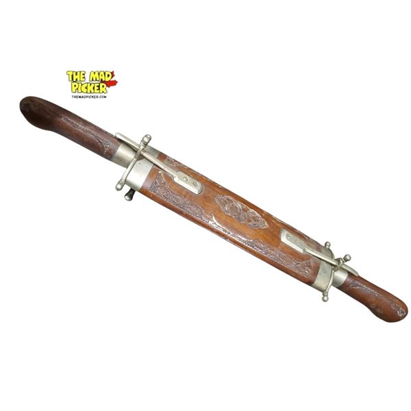 Antique Indian Carving Set with a Wooden Sheath.