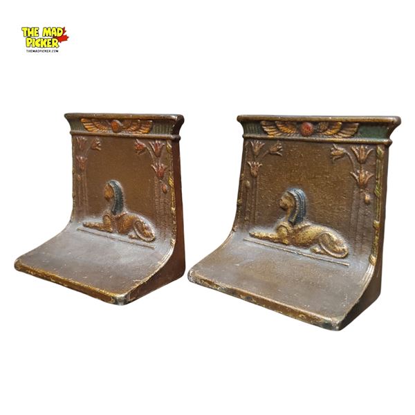 Pair of Antique Egyptian Revival Bookends - Cast Iron/bronze