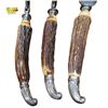 Image 2 : Vintage 3-Piece Carving Set Stag Horn Handles W/ Tray Stainless or Silver-Plated