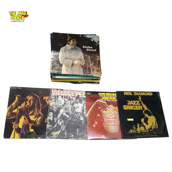 Collection of Assorted Vintage Records - Cheap Trick, Neil Diamond, Sacha Distel Etc.