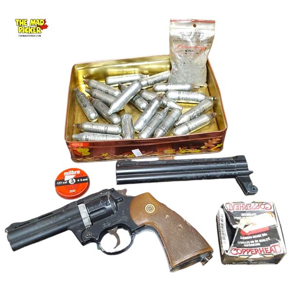 Crosman Air Gun with extra part for Crosman 357, Air Rifle Pellets, CO2 Cylinders, Copperhead BBs