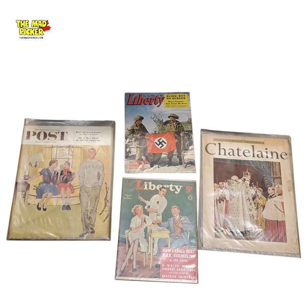 Lot of Vintage Magazines: Saturday Evening Post, Liberty, Chatelaine Assorted Issues