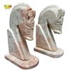 Image 1 : Pair of Vintage Mid-Century Pink Marble Carved Equestrian Figural Horse Head Bookends