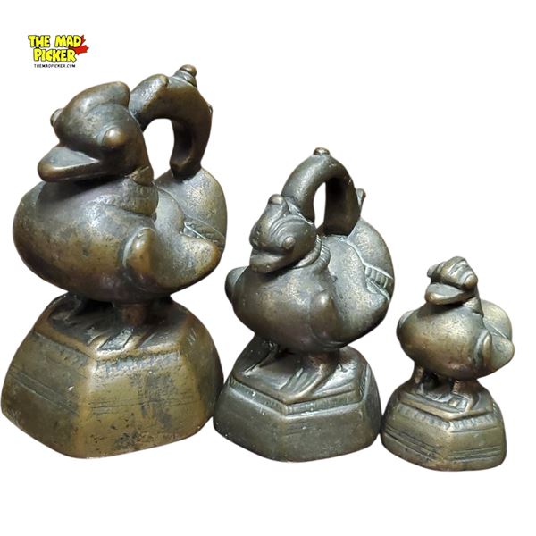Three 17-18th Century Antique Burmese Brass Opium Weights