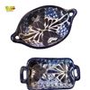 Image 2 : Hand-Painted Mexican Talavera Ceramic Casserole and Serving Dishes Blue Floral Design