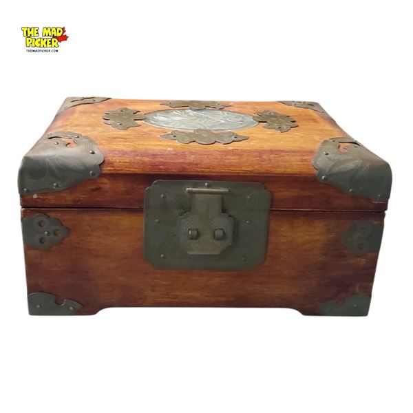 Vintage Chinese Rosewood Jewelry Box - 8in Wide