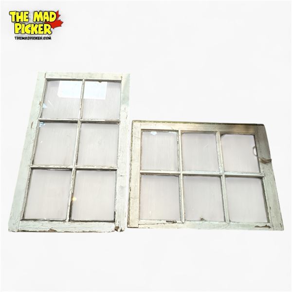 Antique Vintage Reclaimed Wood Window Sashes - 34in X 22 1/2in & 21in X 28in