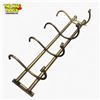 Image 1 : Vintage Brass Wall-Mount Coat Rack with Four Hooks.