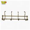 Image 2 : Vintage Brass Wall-Mount Coat Rack with Four Hooks.