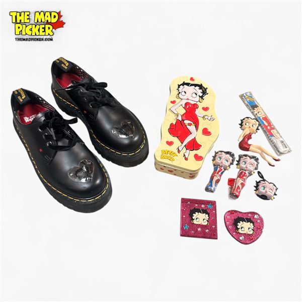 Dr. Martens X Betty Boop 1461 Quad Platform Shoes Black Leather US 7 & Betty Boop Merchandise