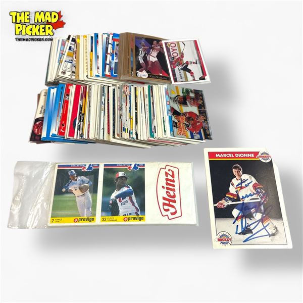 Marcel Dionne Autographed Trading Card with Group of Assorted Sports Trading Cards