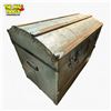 Image 3 : Large Antique-Style Steamer Trunk with Metal Hardware and Wood Lining