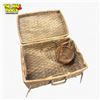 Image 2 : Large Vintage-Style Wicker Picnic Basket with Lid and Handles 18x13x 8in + Matching Smaller Basket