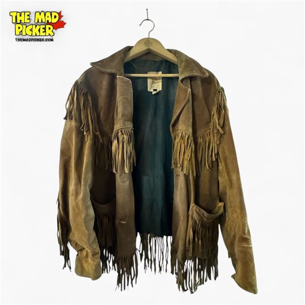 House of Peerless Size 44 Brown Suede Leather Fringe Jacket Vintage