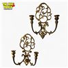 Image 1 : Pair of Vintage Brass Ornate Wall Candle Sconces 12.5in