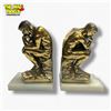 Image 1 : Pair of Vintage Brass "The Thinker" Bookends with Marble Bases