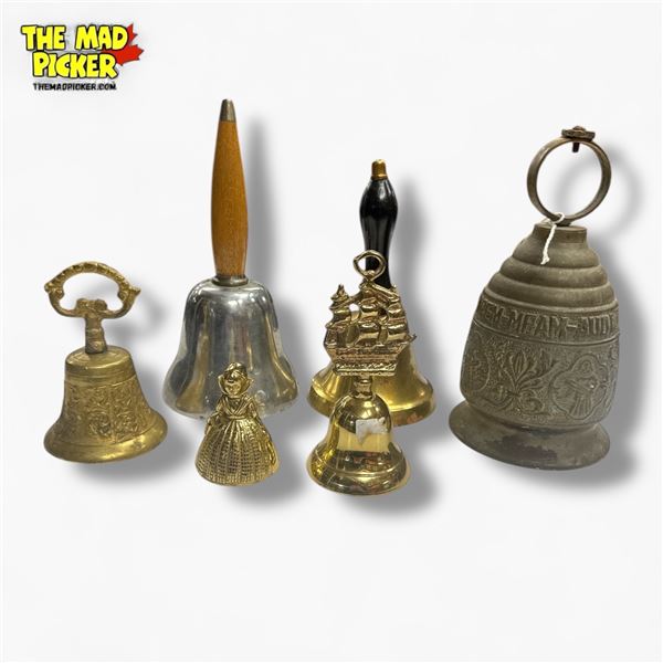 Group of Assorted Vintage Hand Bells - Monastery Bell
