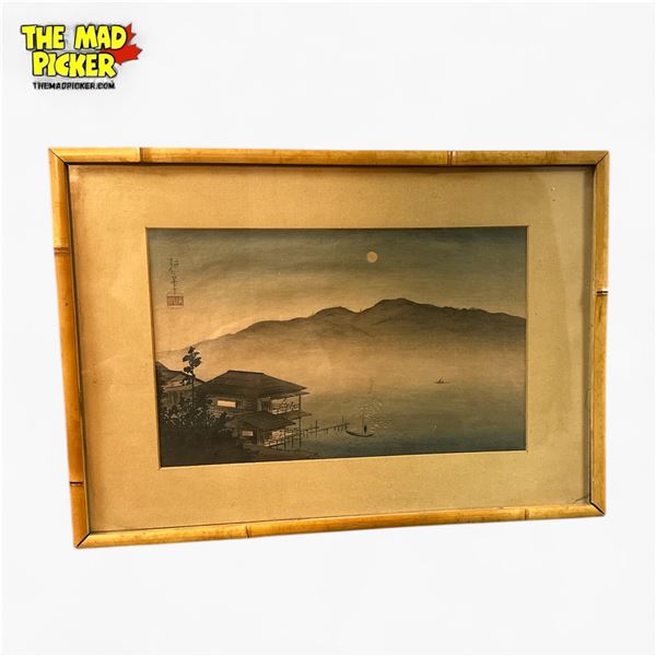 Shoda Koho Style Woodblock Print 'Moonlit Lake' Shin-Hanga Night Scenes - 20in X 14in