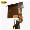 Image 3 : Black Forest Chalet-Style Cuckoo Clock 11 1/2in Germany Handcrafted Bird and Leaf Design