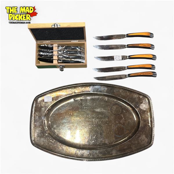 Catalin Knives Set, Laguiole Knives Set and RCAF Tray