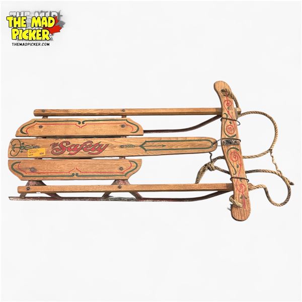 Vintage Flexible Flyer Wooden Snow Sled.  "The Safety"