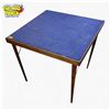 Image 1 : Vintage Folding Card Table with a Blue Felt Top. - Approx. 30 1/2in Square X 27 1/2in Tall