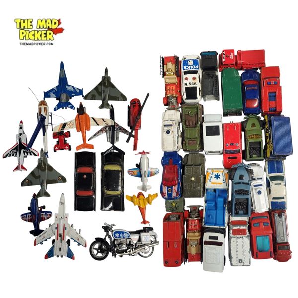 1970s-1990s Vintage Gobots Bandai and Die-Cast Vehicles Matchbox Hot Wheels Tonka