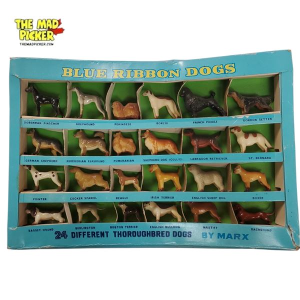 Marx 24 Plastic Thoroughbred Dog Figures Assorted Breeds 1950s-1960s