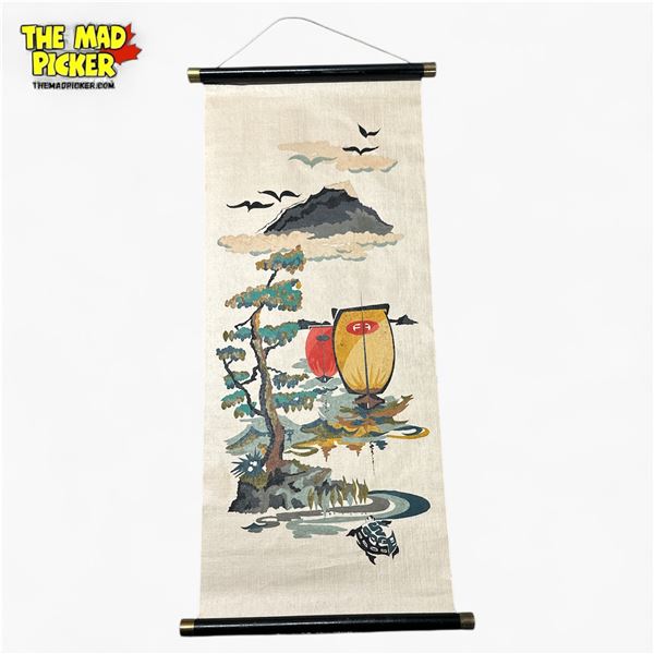 Japanese Reproduction Kakejiku Hanging Scroll Maritime Scene 24x12 Inches