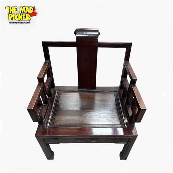 Chinese Rosewood Armchair 24x20x29 Inch Smooth Carved Hardwood Traditional Design