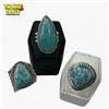 Image 2 : 6 New Polished Natural Blue Larimar Stone Rings in Silver Settings (all stamped .925) Total weight: