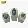 Image 3 : 6 New Polished Natural Blue Larimar Stone Rings in Silver Settings (all stamped .925) Total weight: