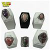 Image 1 : 6 New Polished Natural Stone Cabochon Rings in Silver Settings - Rhodonite, Garnet, Watermelon Agate