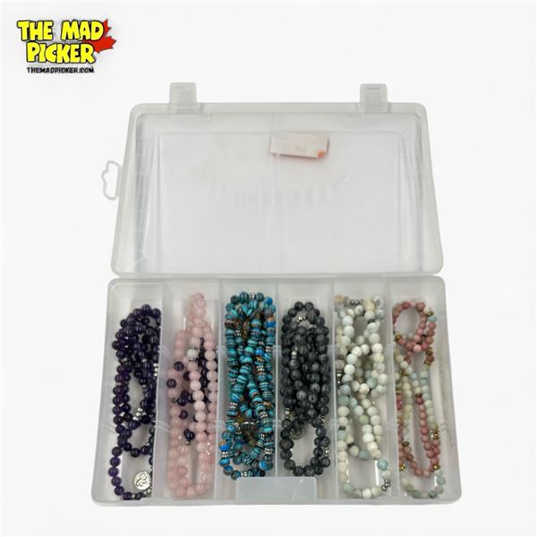 7 New Natural Stone, Glass & Lava Bead Necklaces and Budha Beads (majority are 7mm and 36" long)