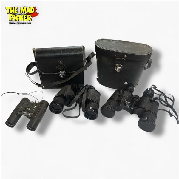 Collection of 3 Binoculars Fujiyama Safari 11, Ensign 7x35, Tasco Model 305 7x35
