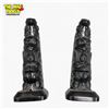 Image 1 : Pair of Boma Canada Black Resin Totem Pole Ornaments 8.5-Inch Northwest Coast Art