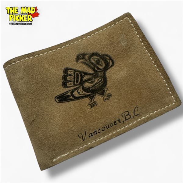 Suede Leather Wallet with BC First Nations Design Vancouver BC
