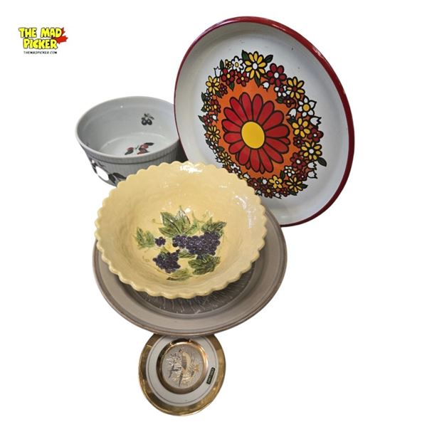 Lot of 4 Plates/bowls - Eriksson Pottery, Italian Bowl, Retro Cake Tray, Chokin Plate