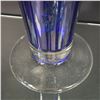 Image 3 : Large Blue Art Glass Vase with Floral Designed Rim 15.5 Inches Tall